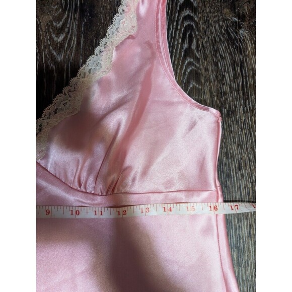 VINTAGE VICTORIAS SECRET PINK  SATIN SLIP DRESS Lace NIGHTY LINGERIE Size M 108 - Picture 5 of 6